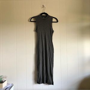 Madewell striped, sleeveless, mock neck, body con maxi dress